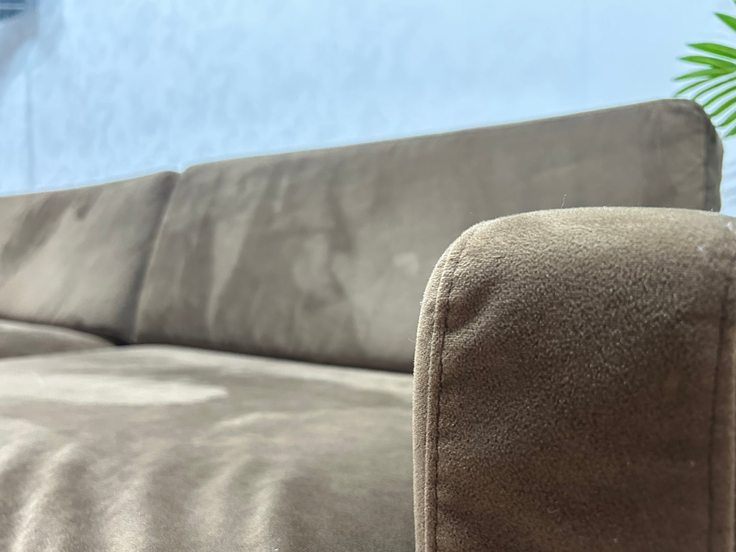 Lifestyle Bruine Velvet 2 zits Bank ~ Losse Kussens Met Afmeembare Hoezen
