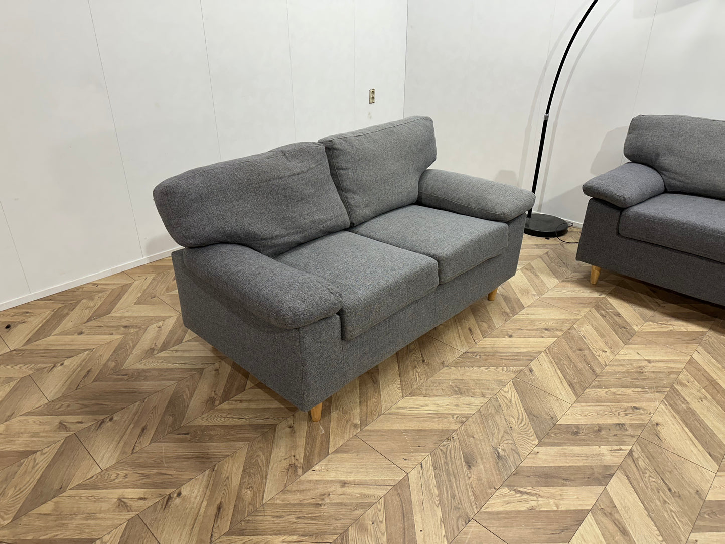 Licht Grijze Banken Set ~ Losse Rugkussens