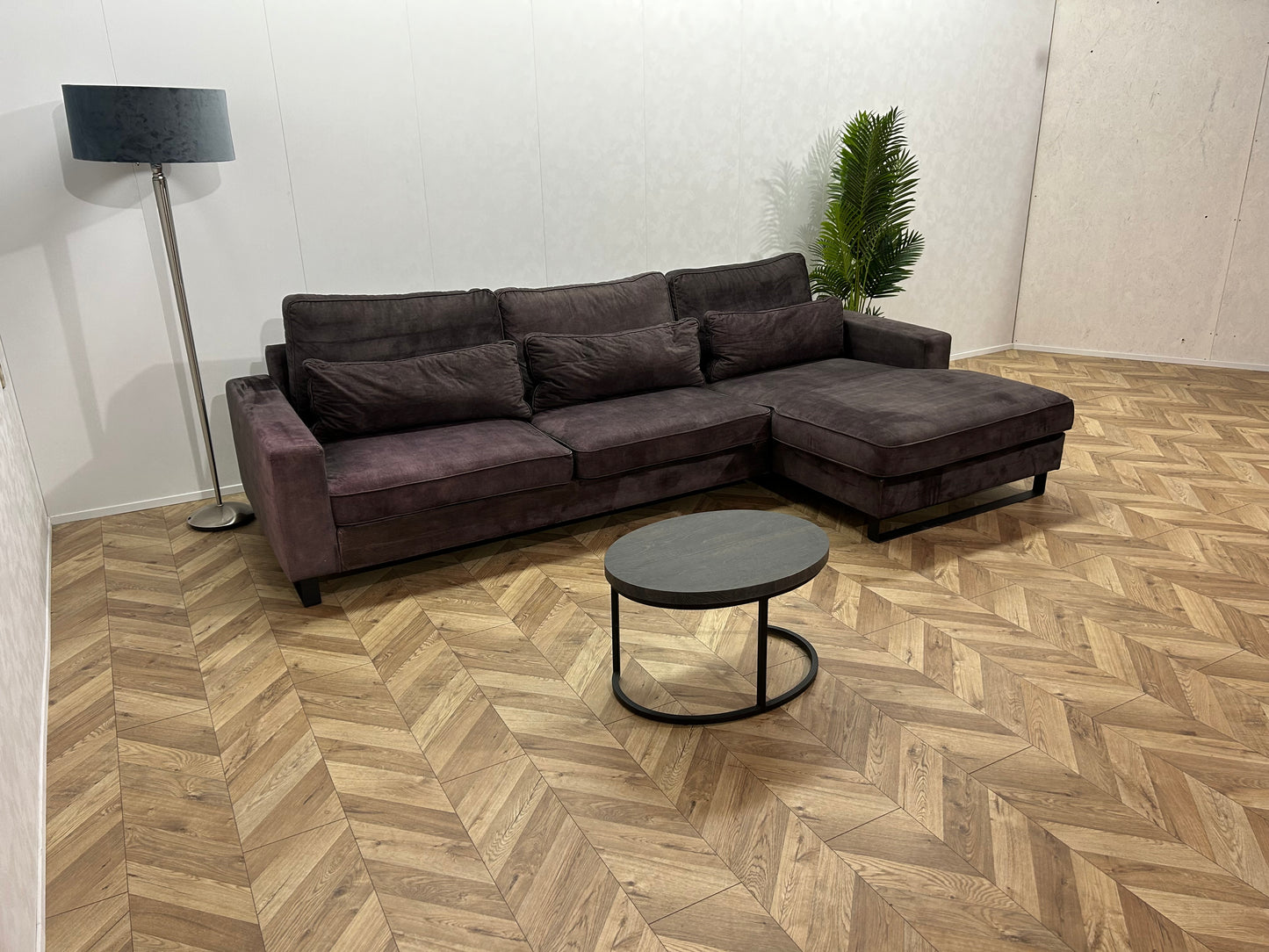 Antraciet Velvet Hoekbank ~ Losse Kussens Met Afneembare Hoezen