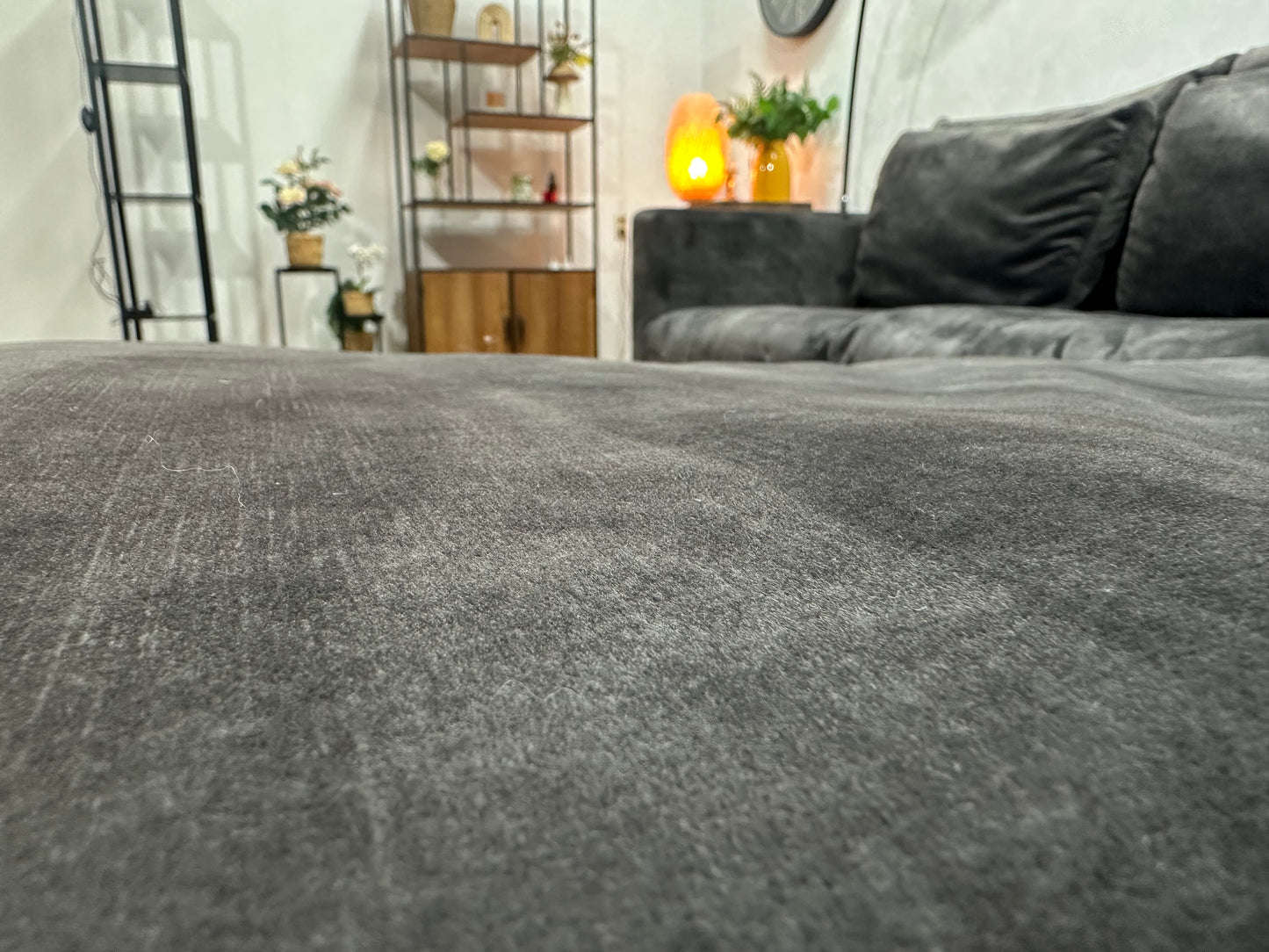 Antraciet Velvet Hoekbank ~ Losse Kussens Met Afneembare Hoezen