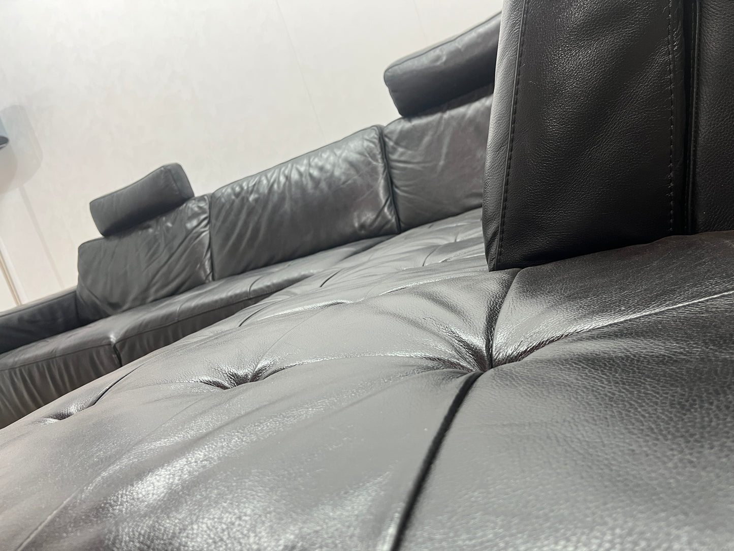 Montèl Zwart Echt Lederen Hoekbank