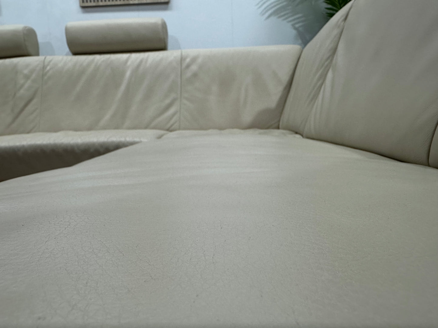 Crème Echt Lederen Ruime U Bank ~ Vaste Kussens