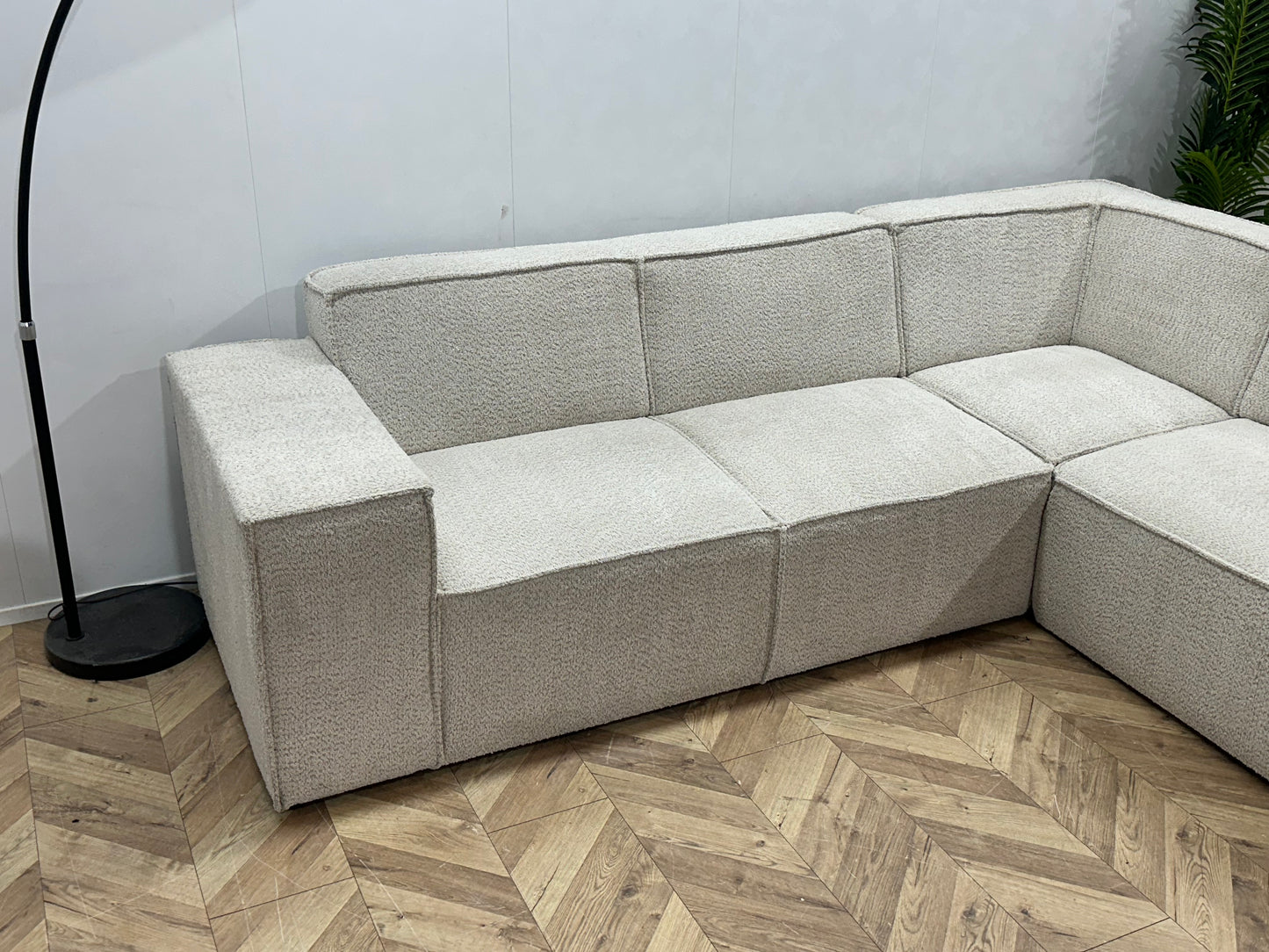 !Showroommodel! Witte/Crème Bouclé Hoekbank