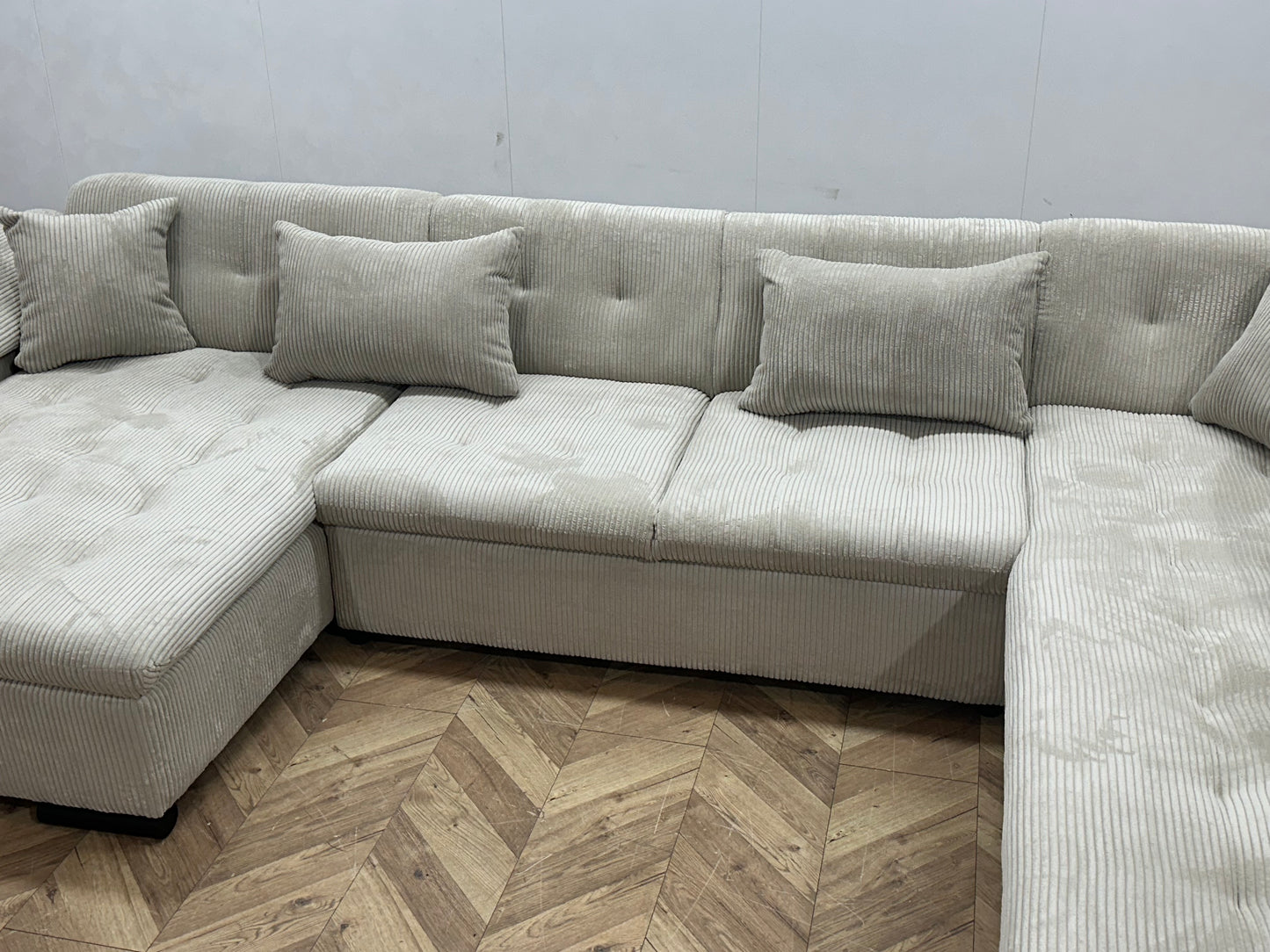 !Showroommodel! Witte/Crème Ribstof U Bank