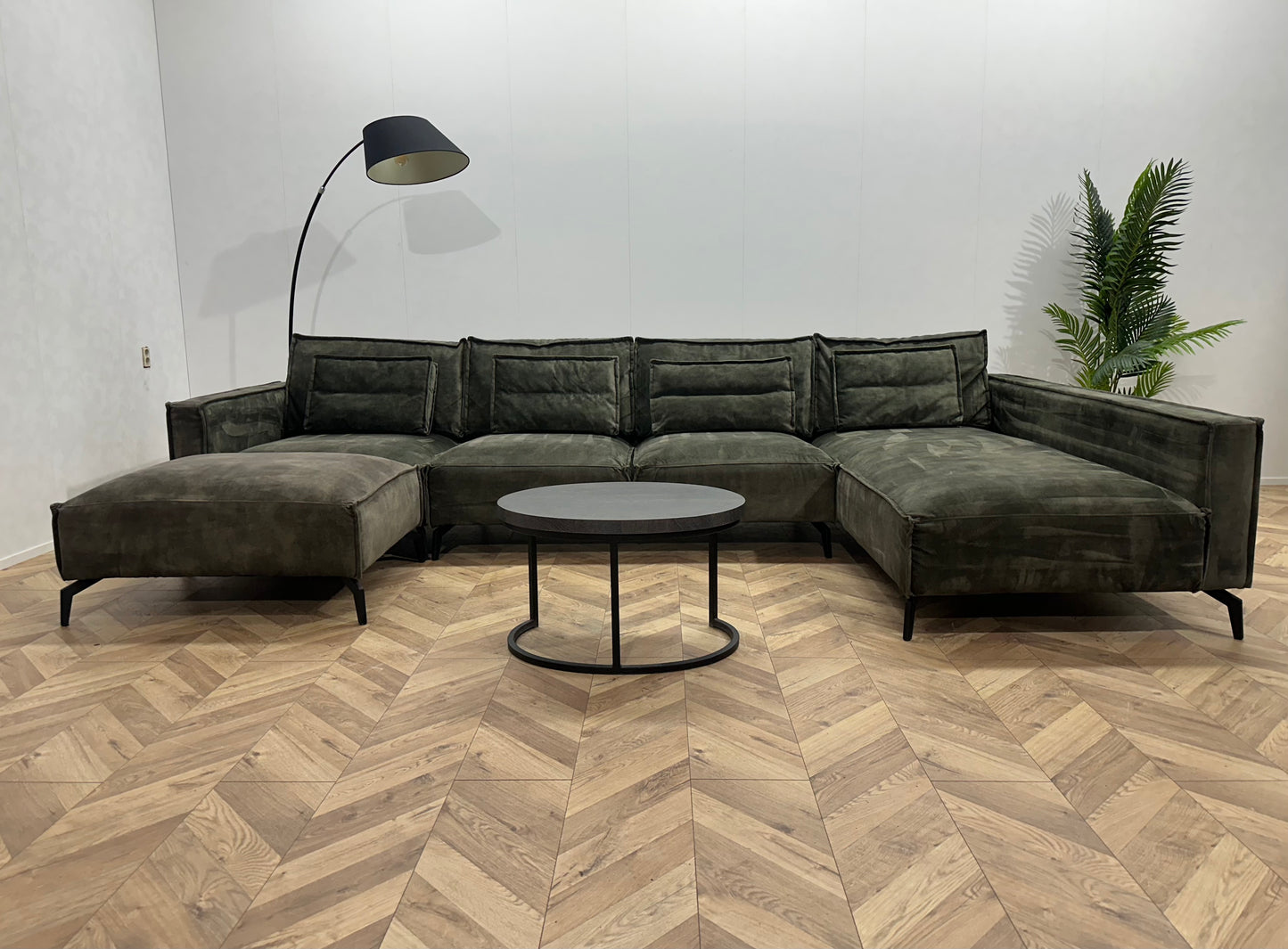 Room108 Groene Velvet U Bank ~ Losse Kussens Met Afneembare Hoezen