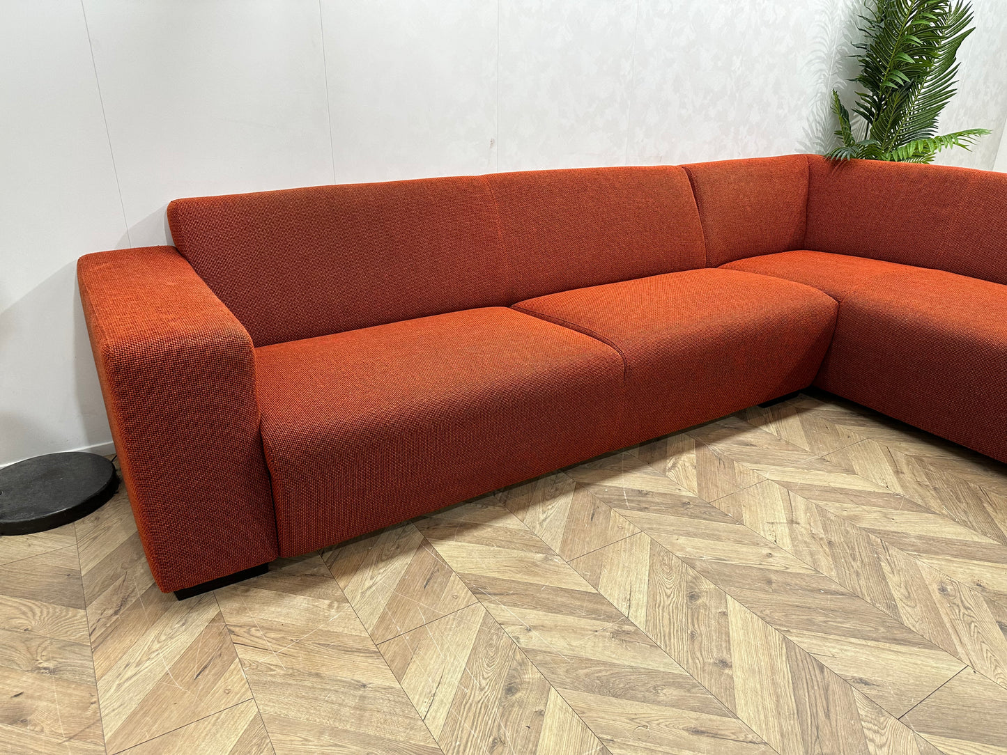 Bruin\Rode Montèl Hoekbank Inc Hocker ~ Vaste Kussens