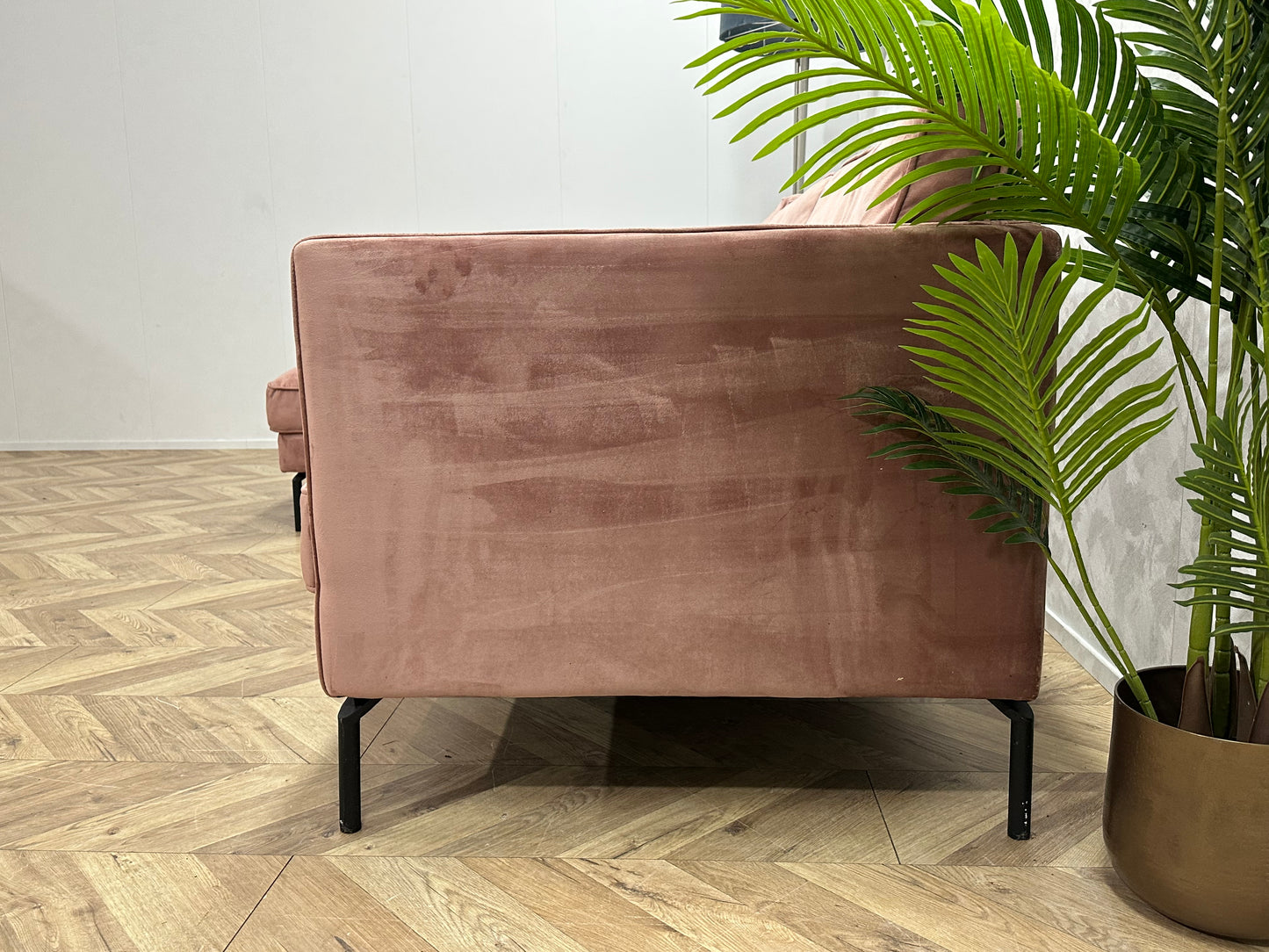 Roze Velvet Hoekbank ~ Losse Rugkussens Met Afneembare Hoezen