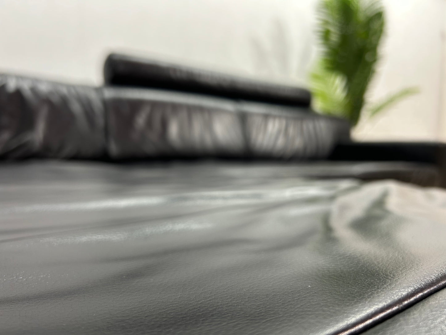 Zwarte Echt Lederen Hoekbank Inc. Hocker