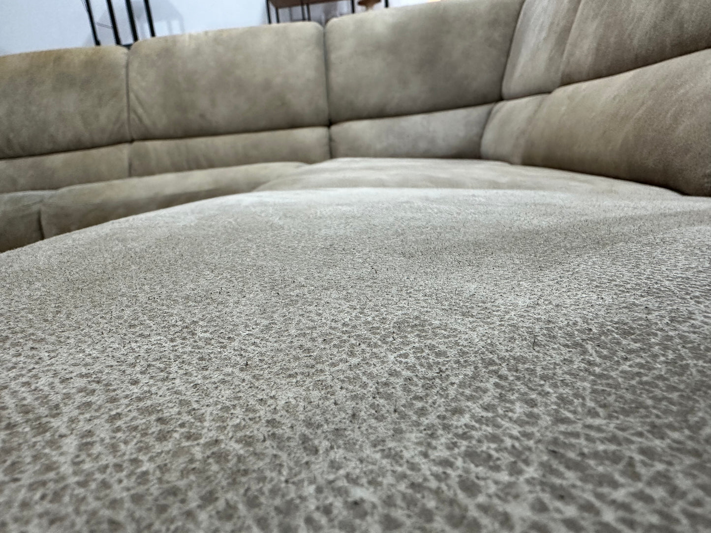 Beige Suède Stoffen Hoekbank ~ Inruilvoordeel