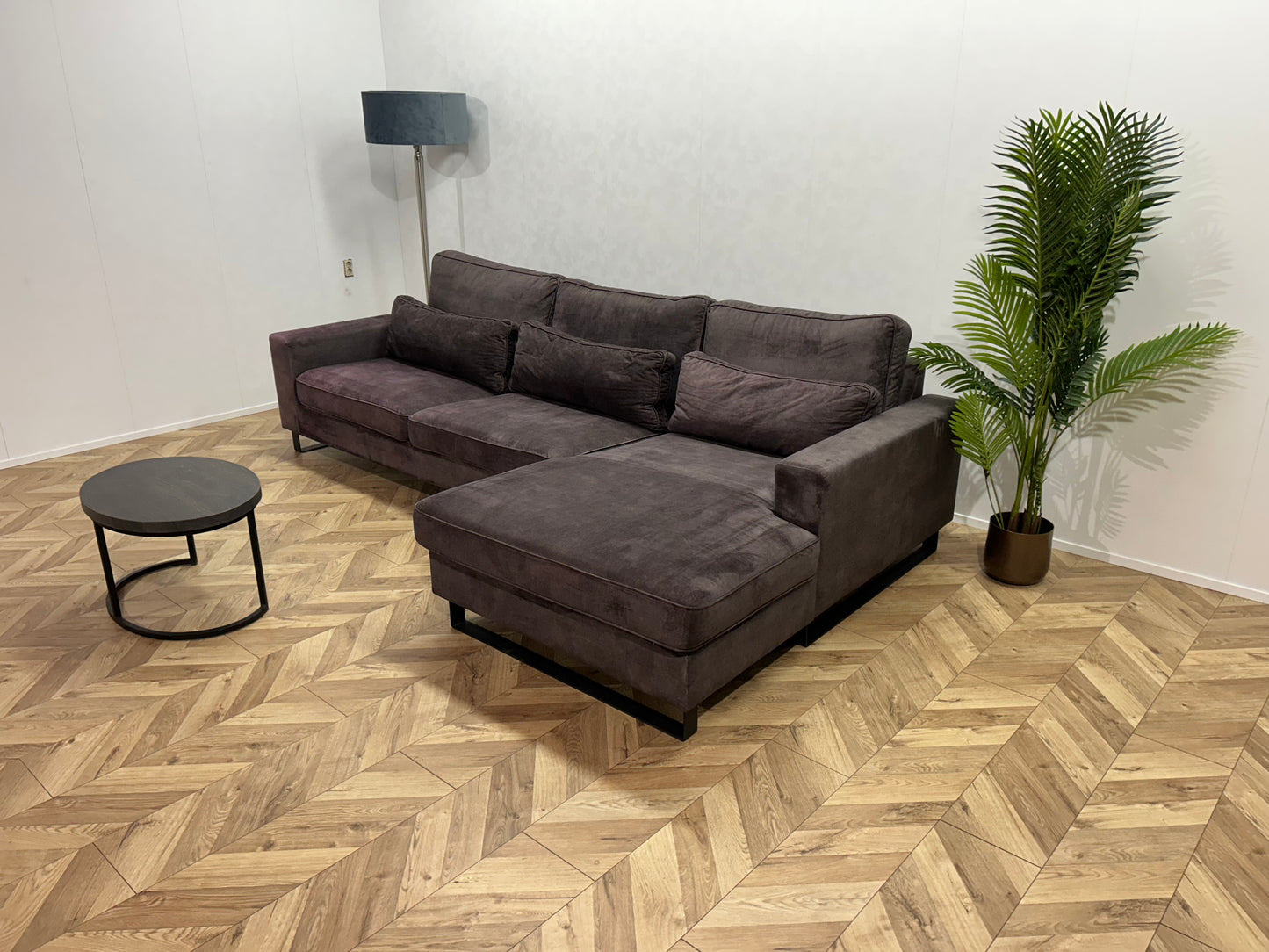 Antraciet Velvet Hoekbank ~ Losse Kussens Met Afneembare Hoezen