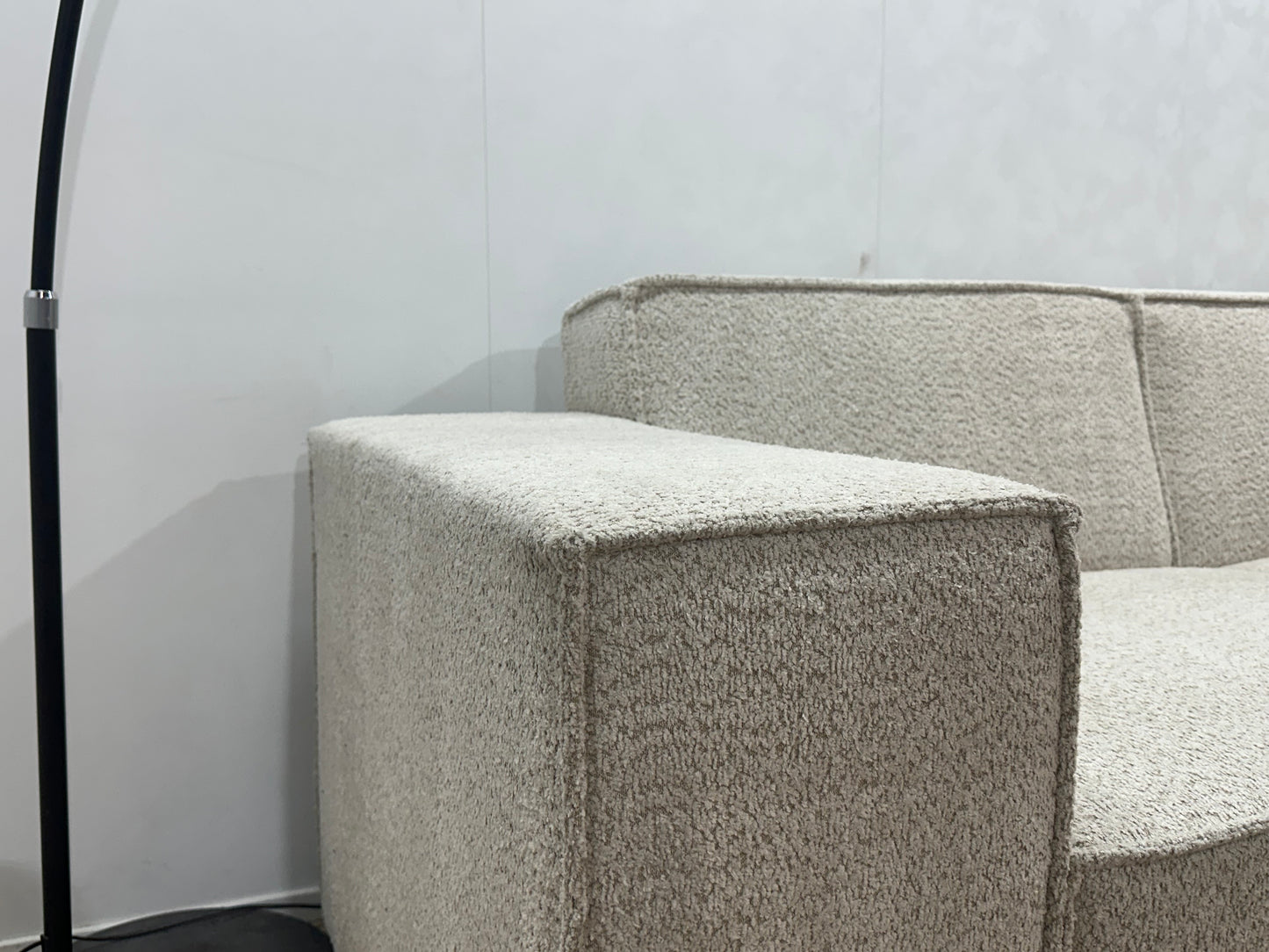 !Showroommodel! Witte/Crème Bouclé Hoekbank