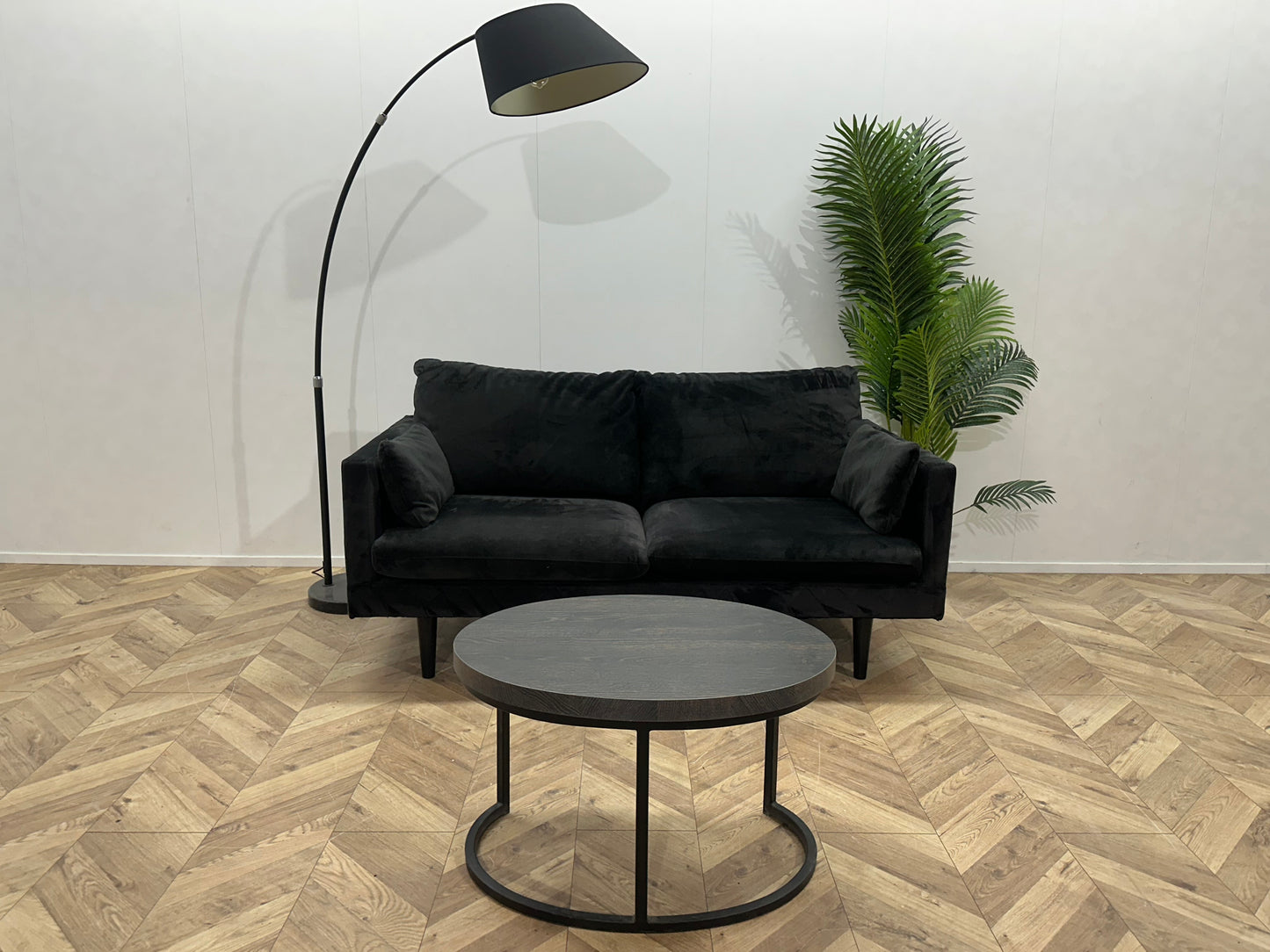 Zwart Velvet 2-Zits Bank ~ Losse Kussens Met Afneembare Hoezen