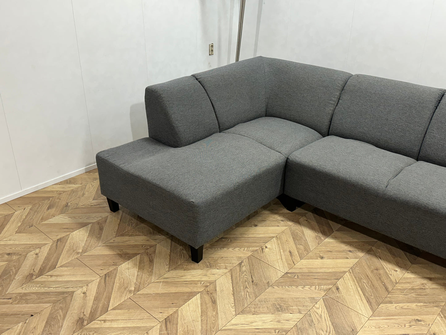Antraciet Hoekbank Inc Hocker ~ Vaste Kussens