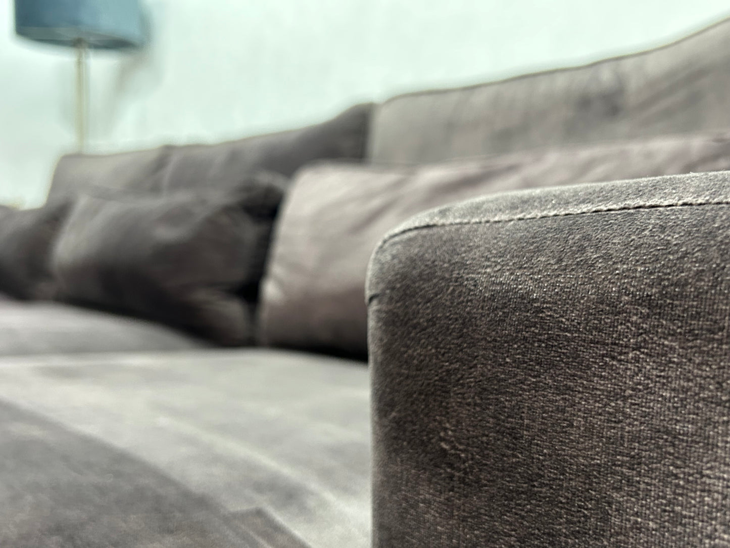 Antraciet Velvet Hoekbank ~ Losse Kussens Met Afneembare Hoezen
