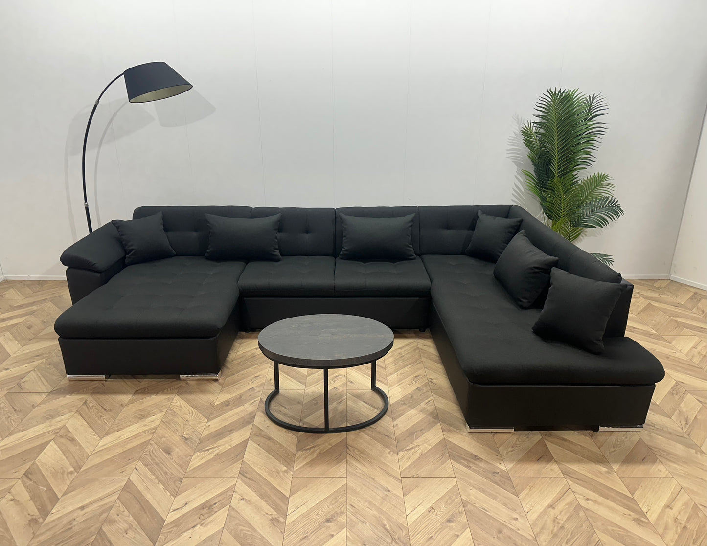 !Showroommodel! Antraciet/Zwarte Stoffen/Lederen U Bank