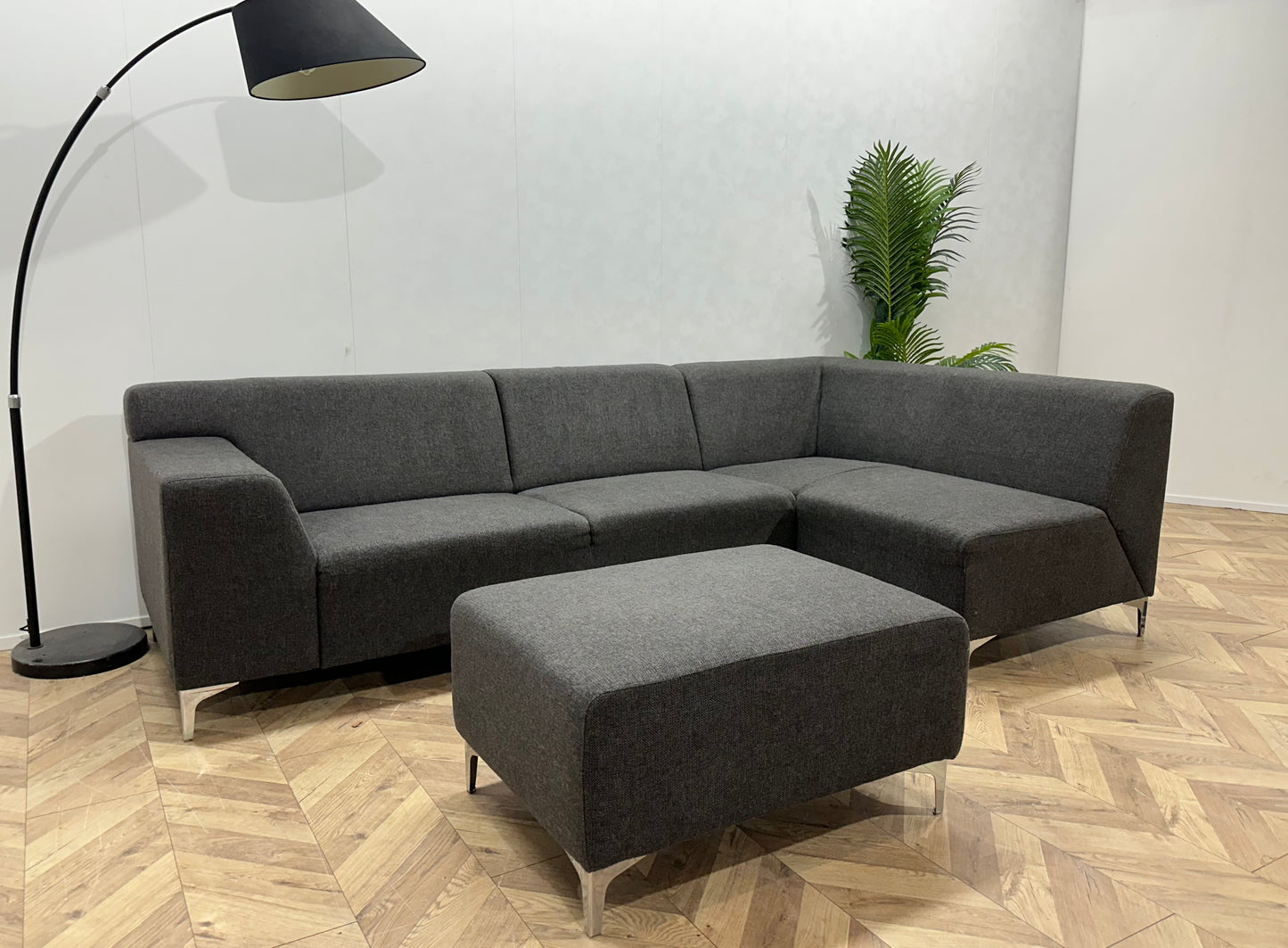 Antraciet Hoekbank Inc Hocker ~ Vaste Kussens