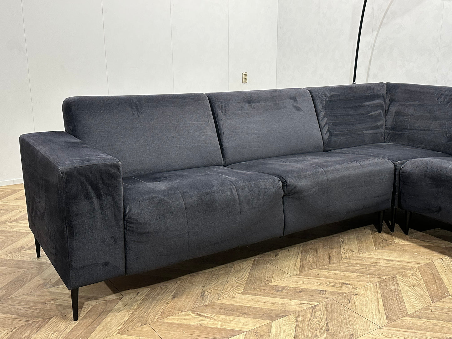 Antraciet Velvet U Bank ~ Vaste Kussens