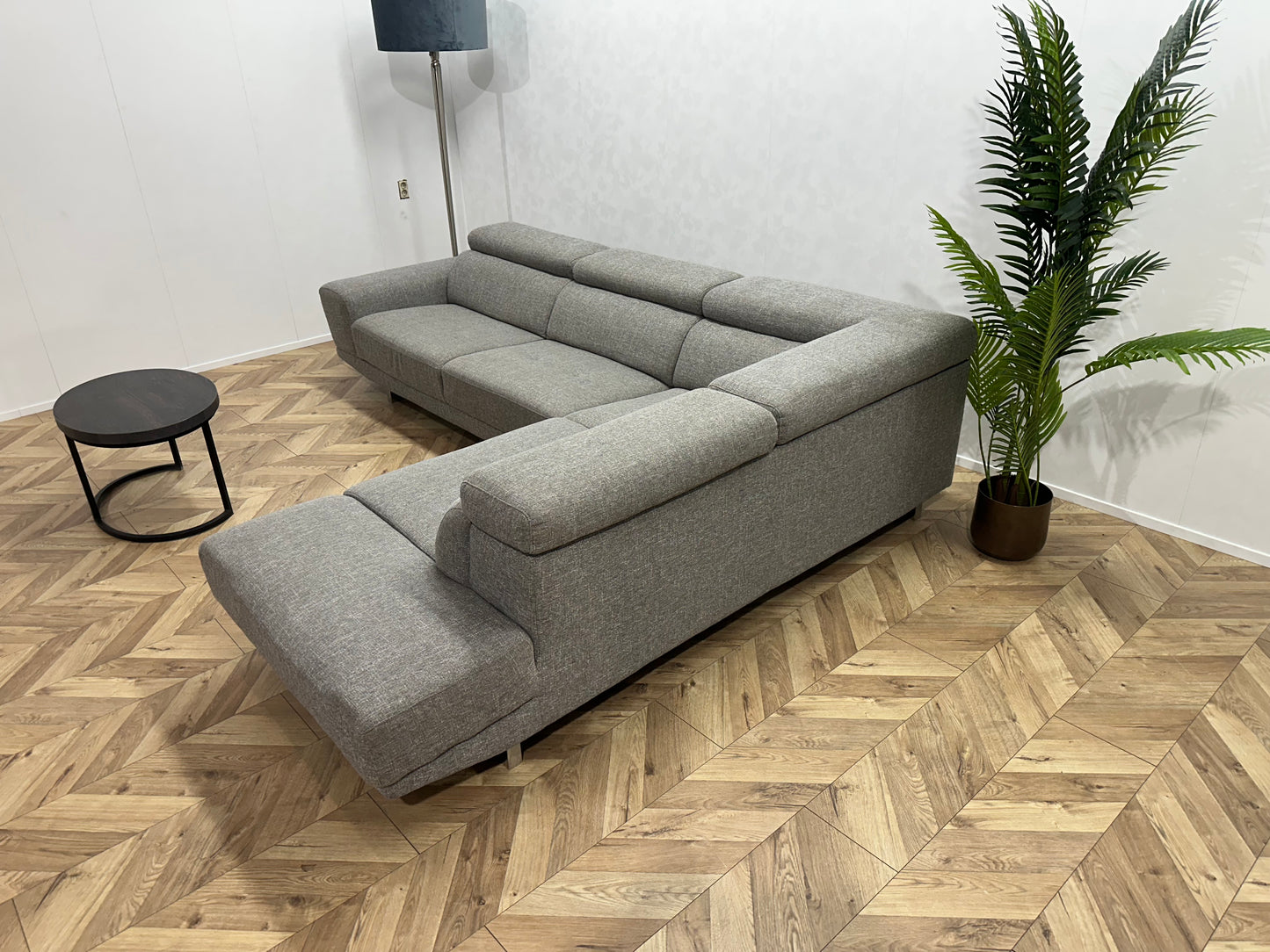 Licht Grijze Design Hoekbank ~ Verstelbare Hoofdsteunen