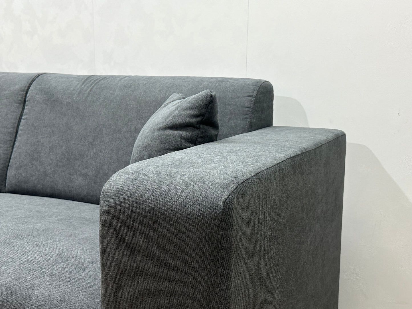 !Showroommodel! Antraciet Suède Stoffen Hoekbank