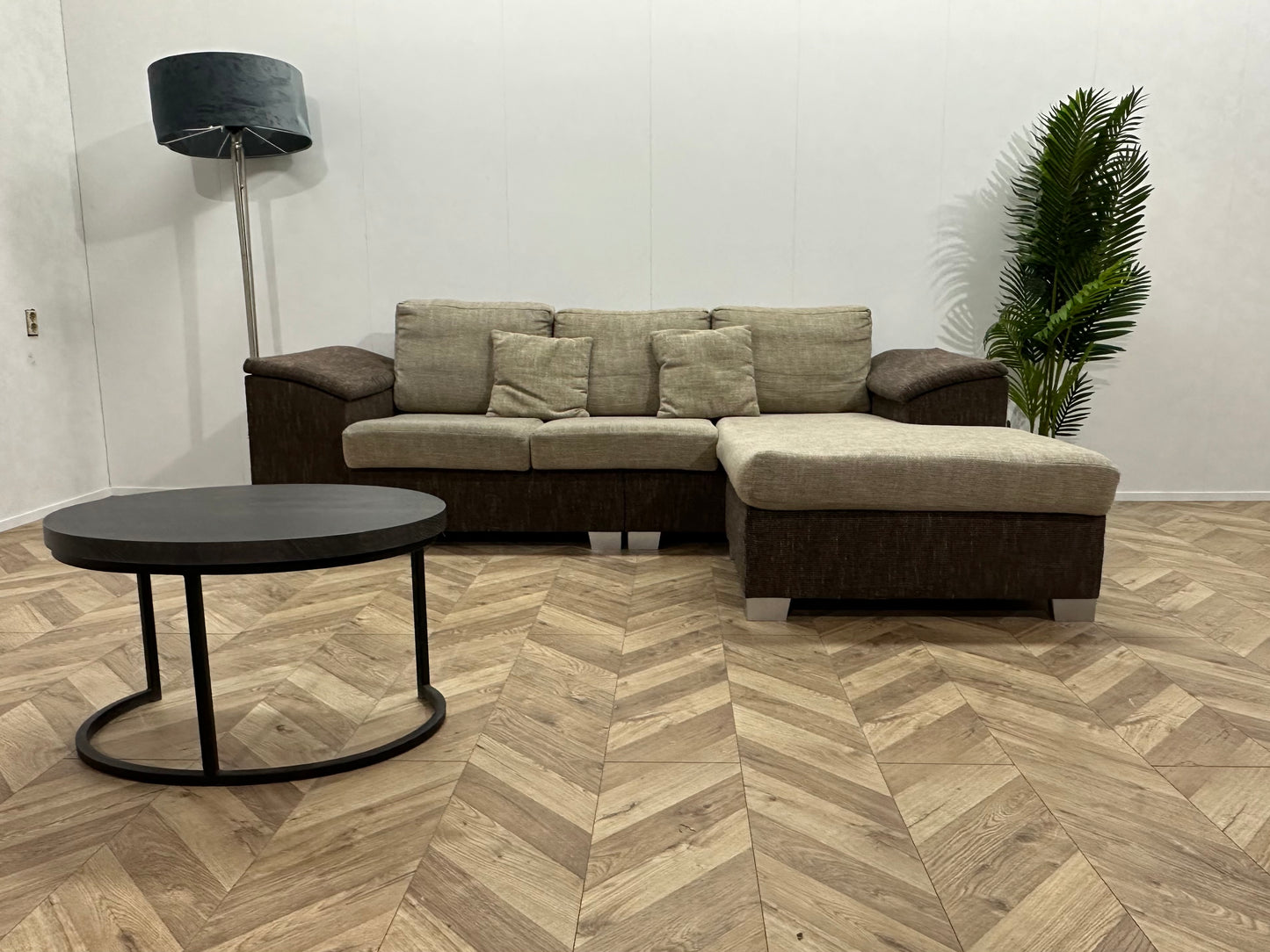 Bruin/Beige Hoekbank ~ Losse Kussens