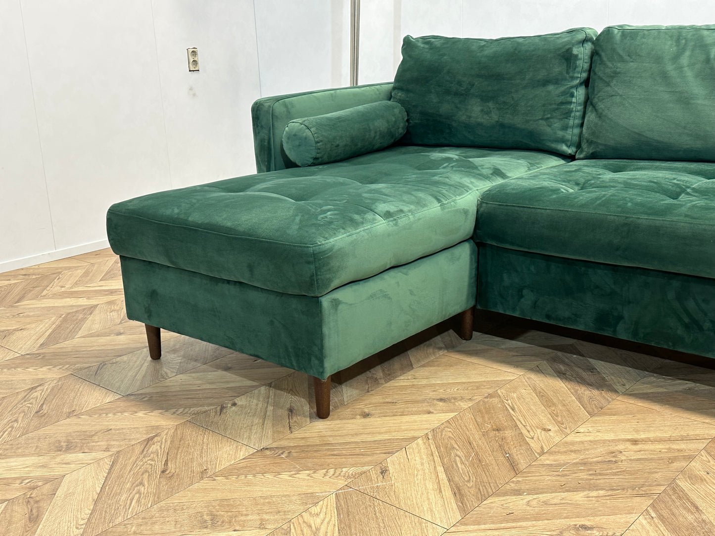 Groene Velvet Hoekbank ~ Opbergruimte ~ Nieuwstaat