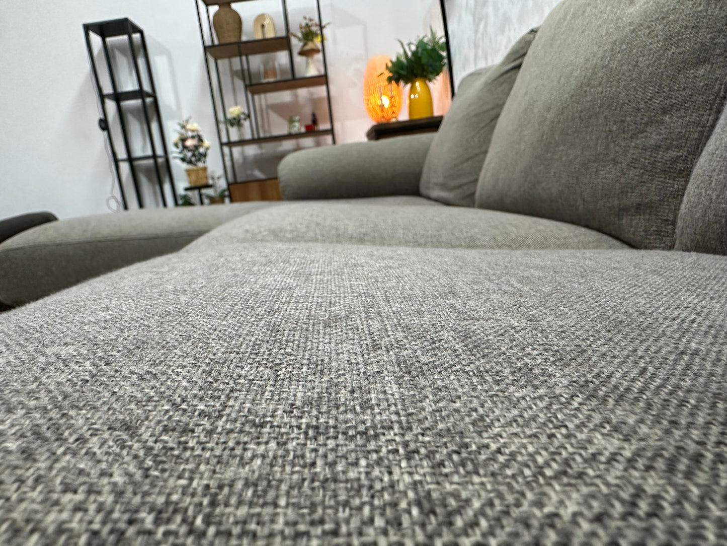 Grijze Hoekbank ~ Vaste Kussens