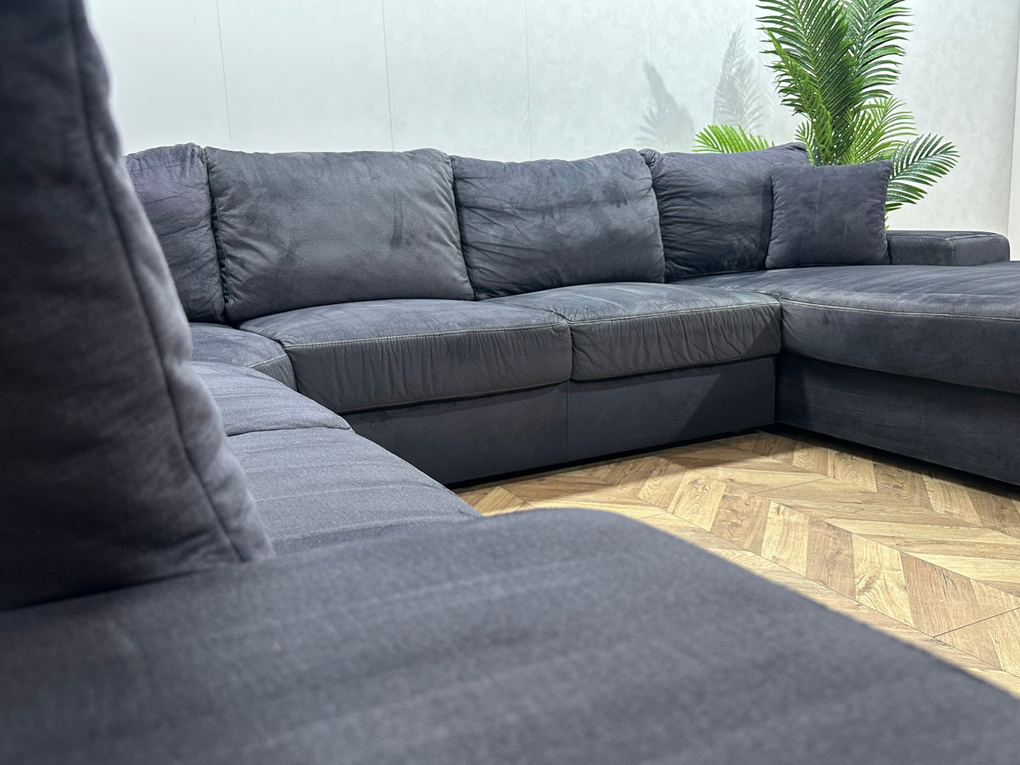 Blauwe Velvet U Bank ~ Losse Kussens Met Afneembare Hoezen