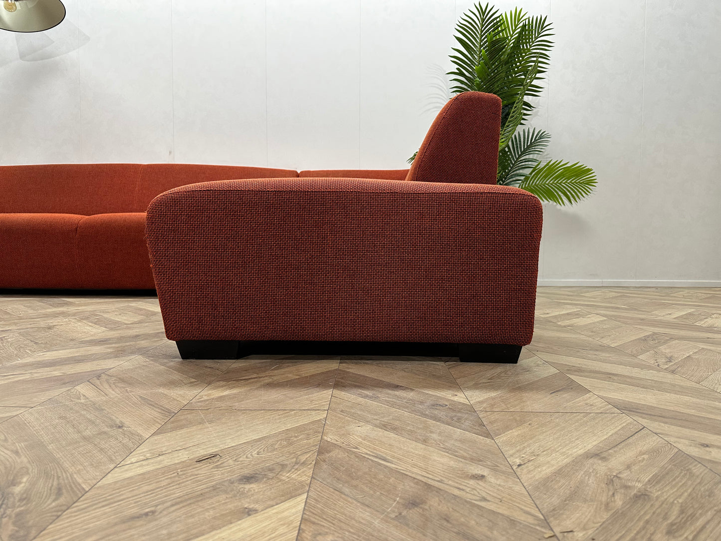 Bruin\Rode Montèl Hoekbank Inc Hocker ~ Vaste Kussens