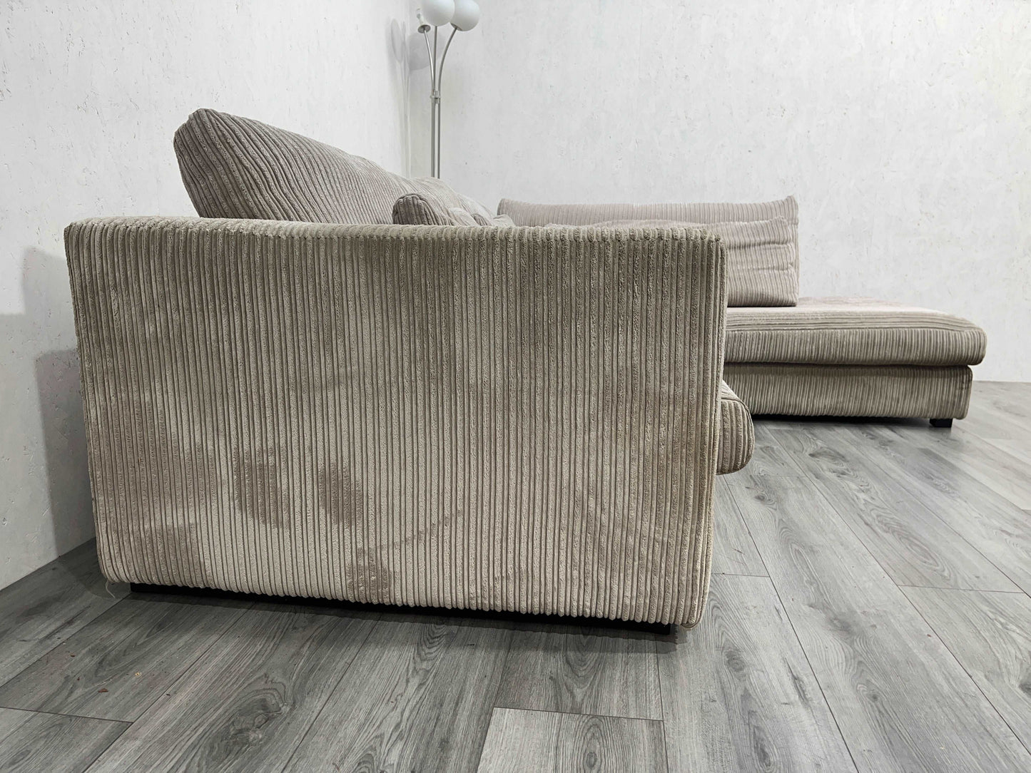 Beige Ribstof Hoekbank ~ Afritsbare Kussen Hoezen