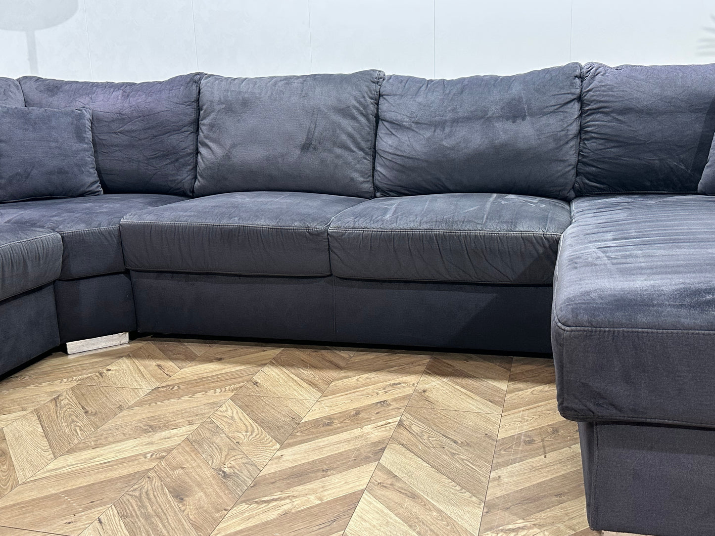 Blauwe Velvet U Bank ~ Losse Kussens Met Afneembare Hoezen