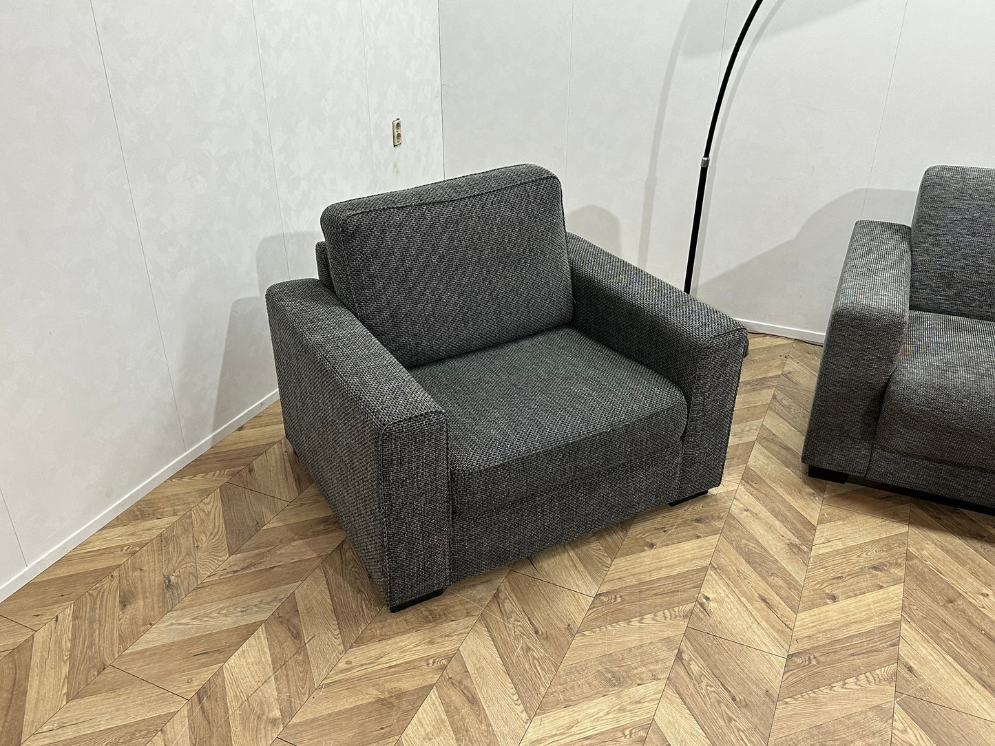 Grijze Hoekbank Inc Fauteuil