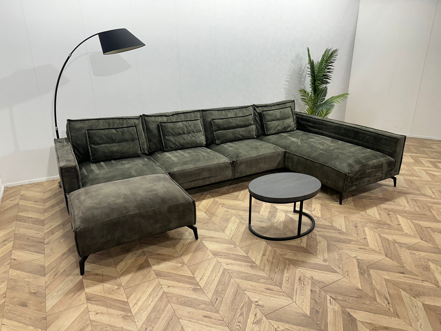 Room108 Groene Velvet U Bank ~ Losse Kussens Met Afneembare Hoezen