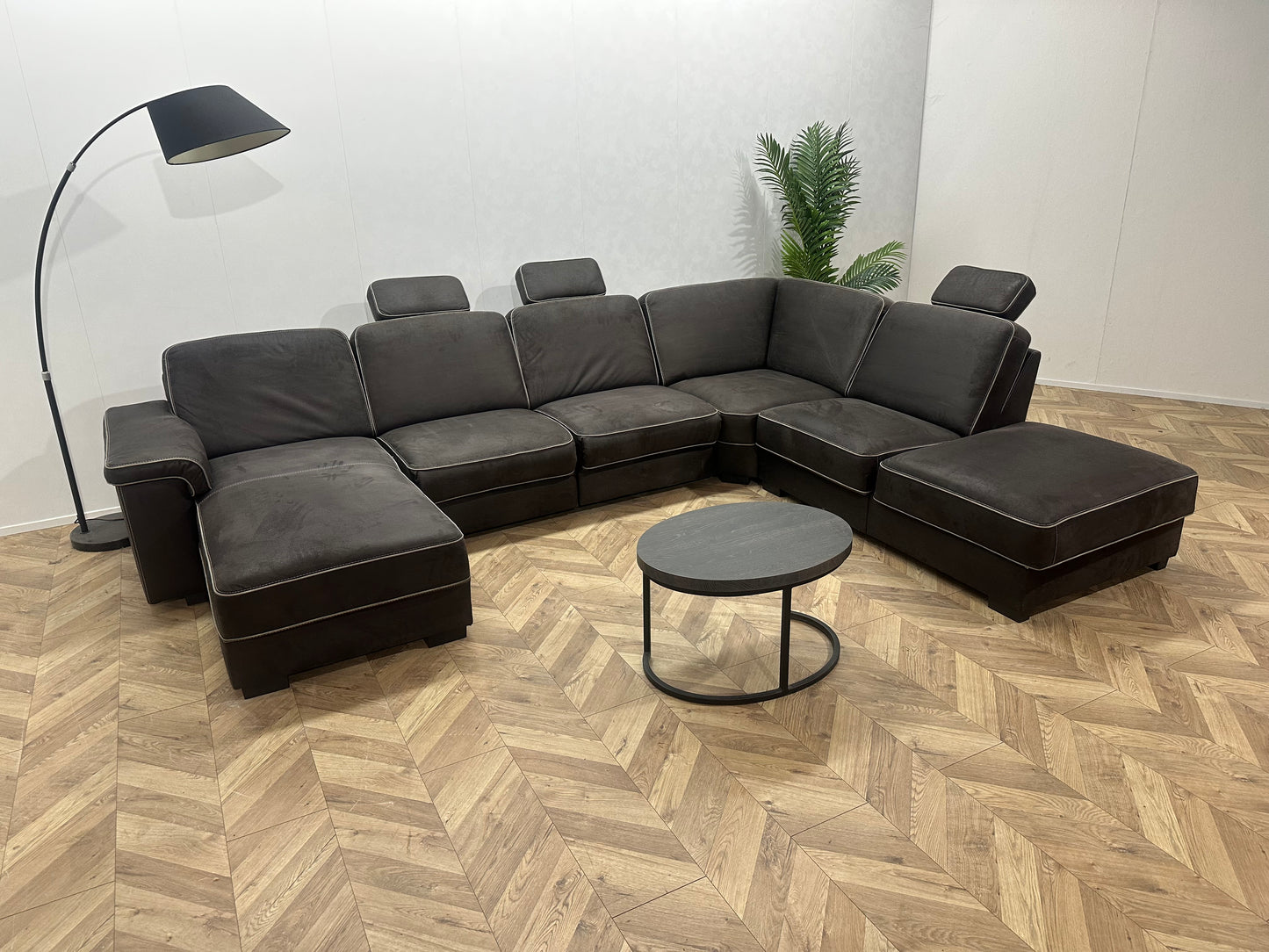 H&H Antraciet Suède Stoffen U Bank ~ Opbergruimte