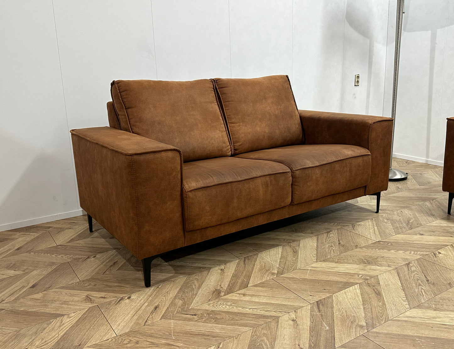 Cognac Bruine Suède Lederen Banken Set ~ Nieuwstaat