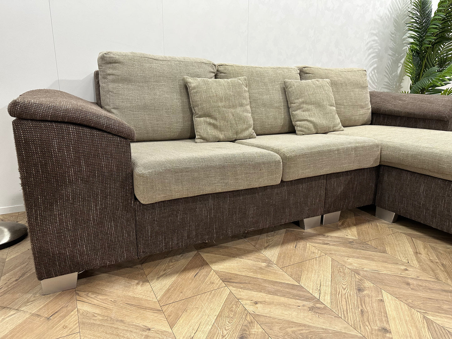 Bruin/Beige Hoekbank ~ Losse Kussens