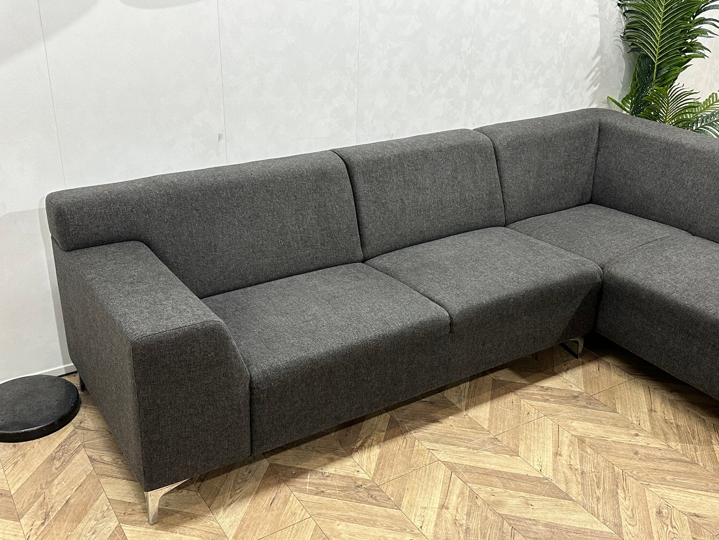 Antraciet Hoekbank Inc Hocker ~ Vaste Kussens