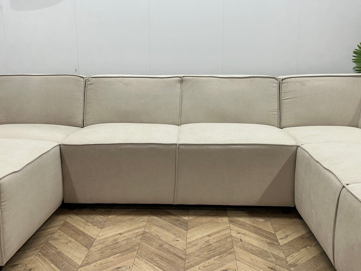 !Showroommodel! Crème Suède Stoffen U Bank
