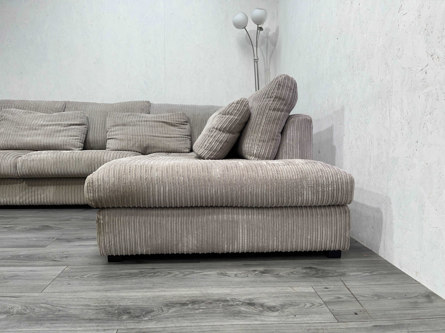 Beige Ribstof Hoekbank ~ Afritsbare Kussen Hoezen