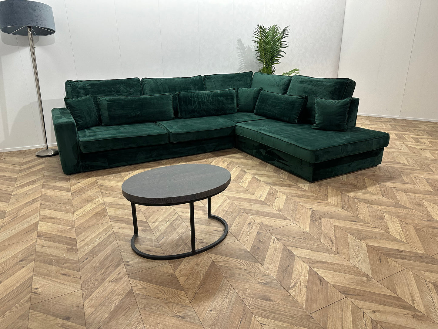 Groene Velvet Hoekbank ~ Nieuwstaat
