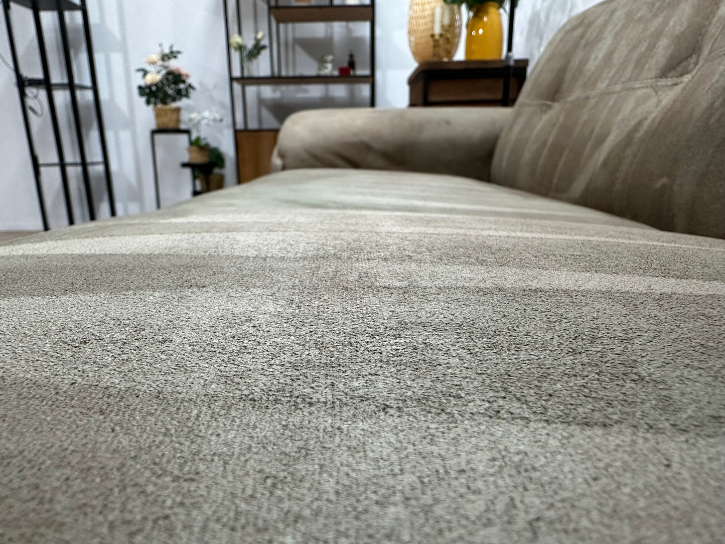 Inruilvoordeel ~ Groene Suède Stoffen Hoekbank ~ Vaste Kussens