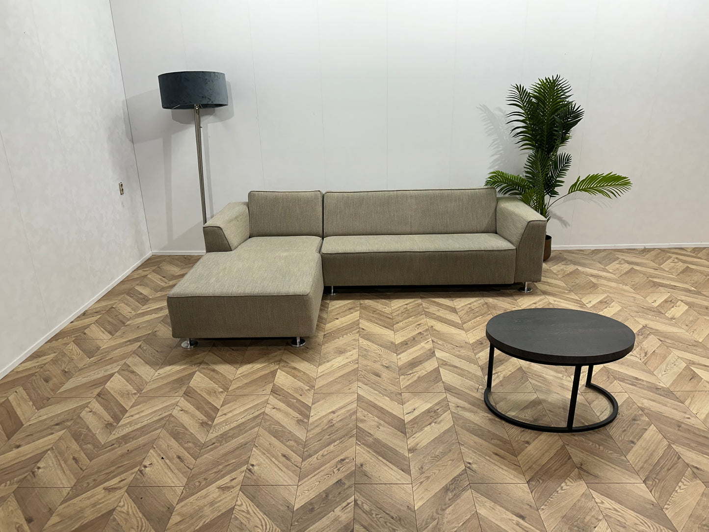 Goossens Beige Hoekbank ~ Vaste Kussens