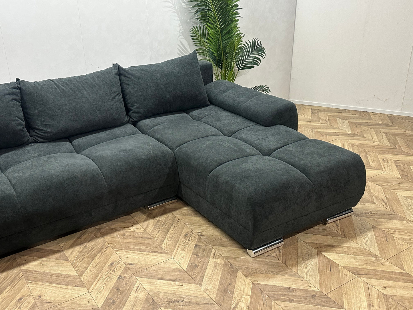 !Showroommodel! Antraciet Suède Stoffen U Bank