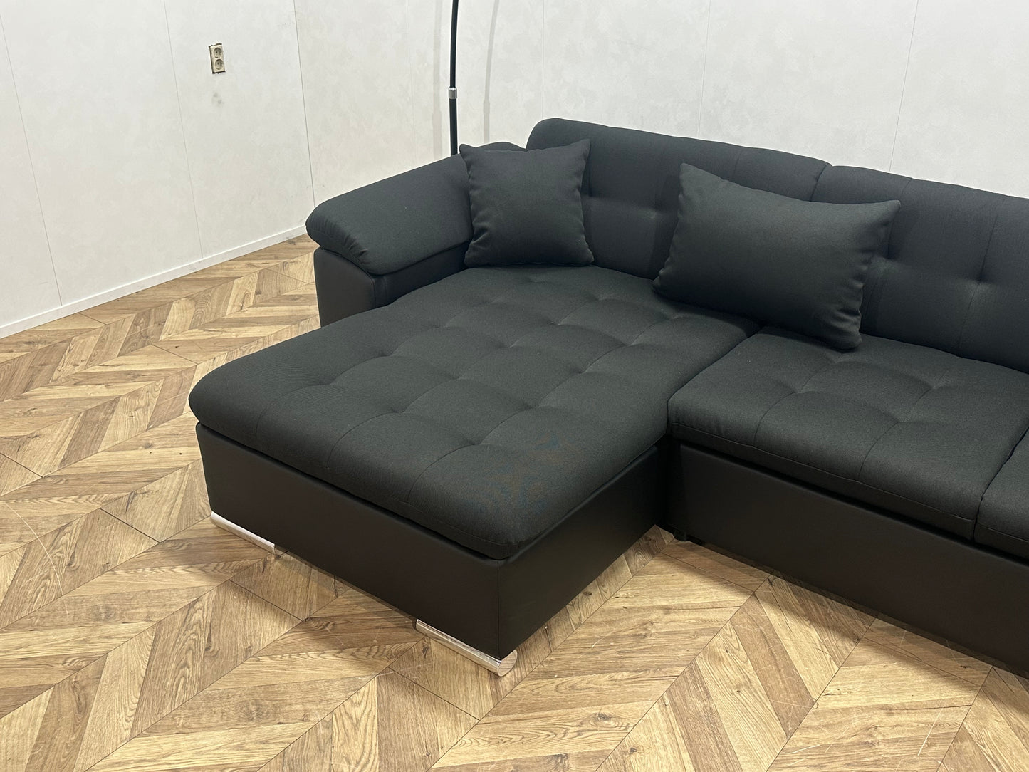 !Showroommodel! Antraciet/Zwarte Stoffen/Lederen U Bank