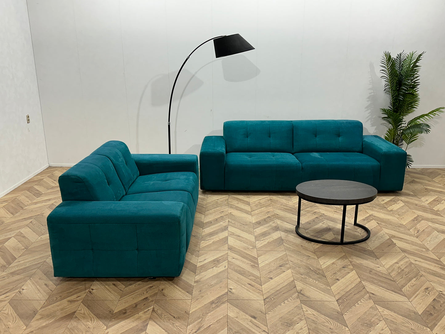 Montèl Blauwe Suède Stoffen Banken Set ~ Nieuwstaat