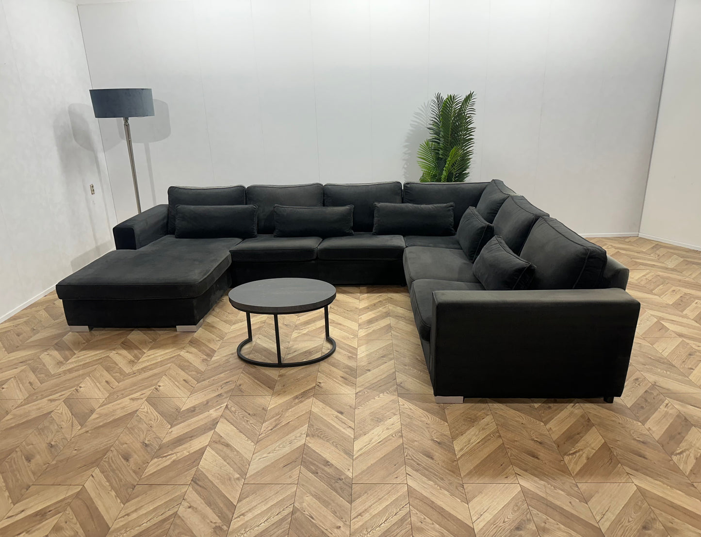 Antraciet Velvet U Bank ~ Losse Kussens Met Afneembare Hoezen