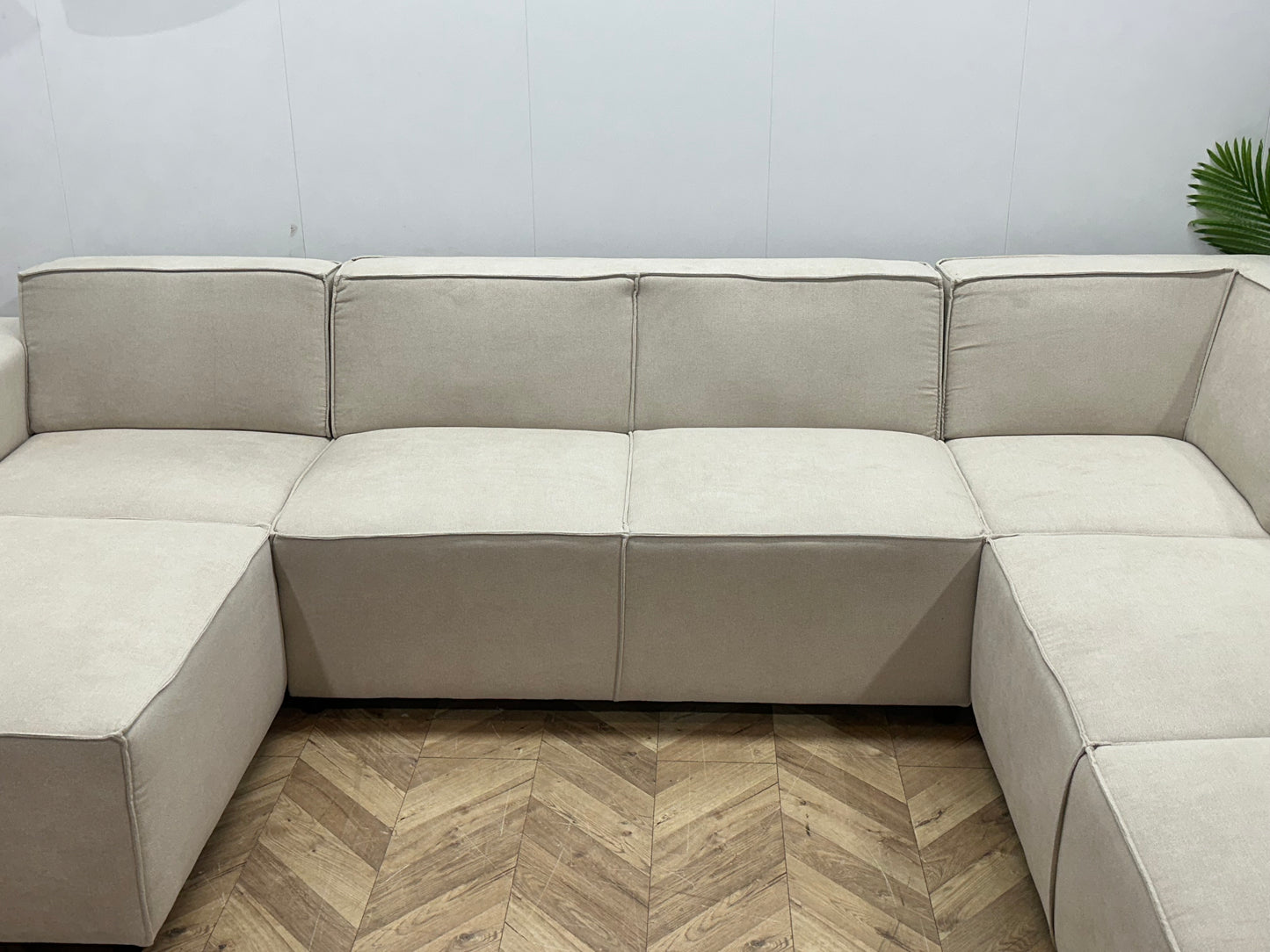 !Showroommodel! Crème Suède Stoffen U Bank