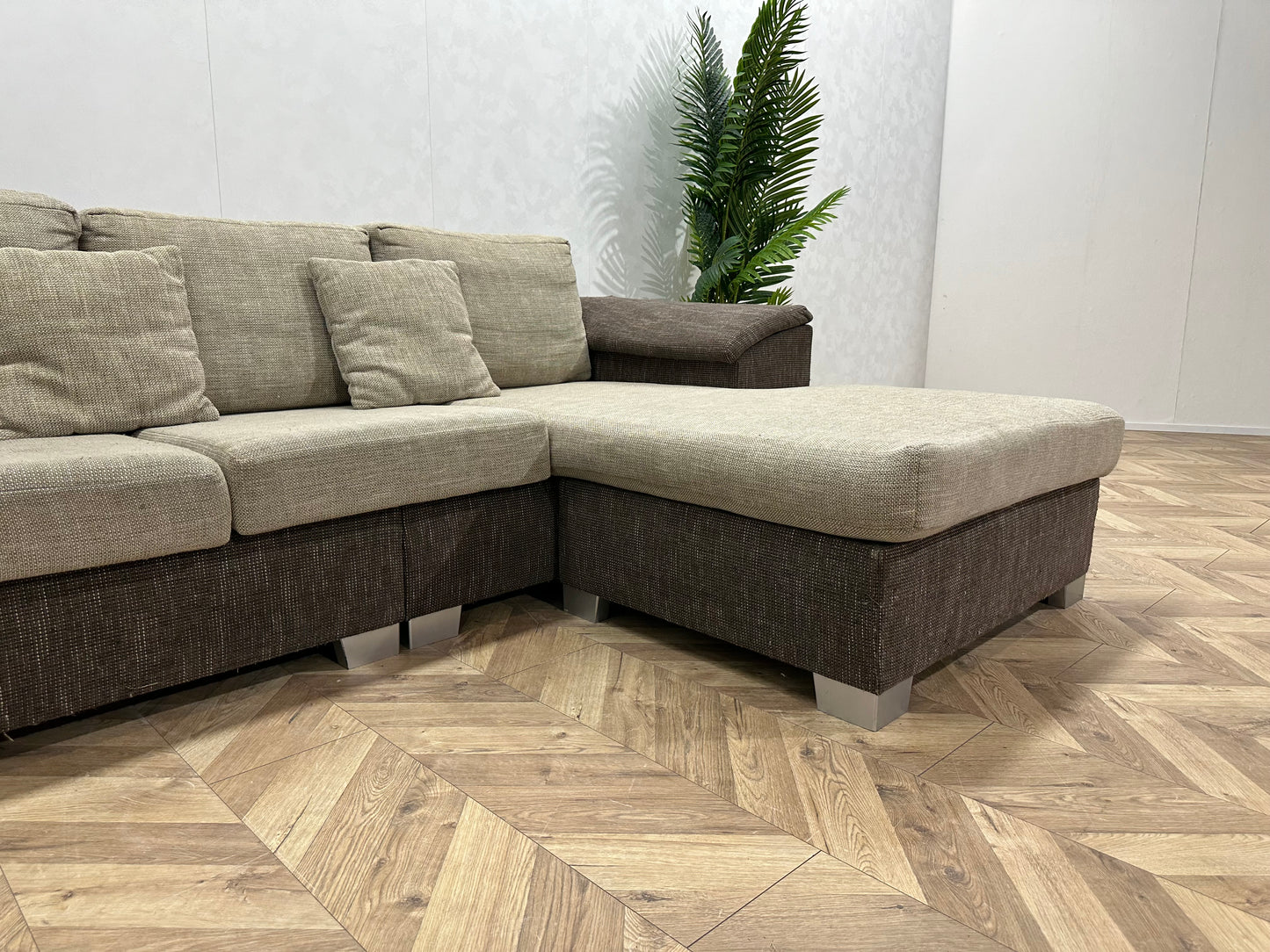 Bruin/Beige Hoekbank ~ Losse Kussens