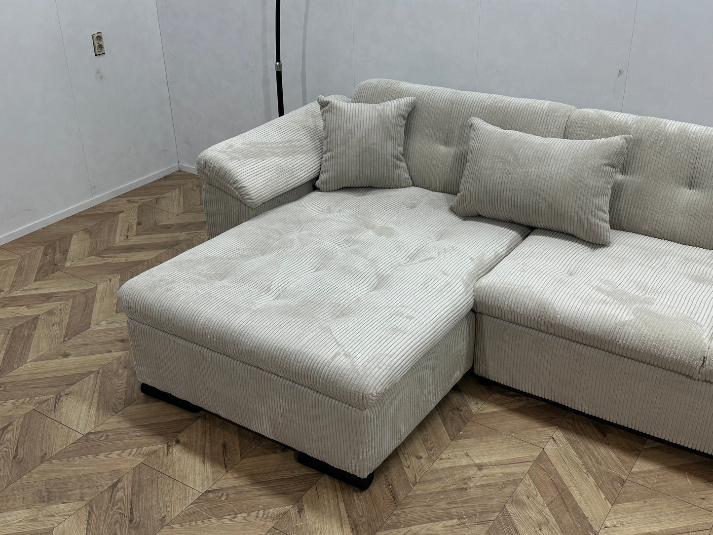!Showroommodel! Witte/Crème Ribstof U Bank