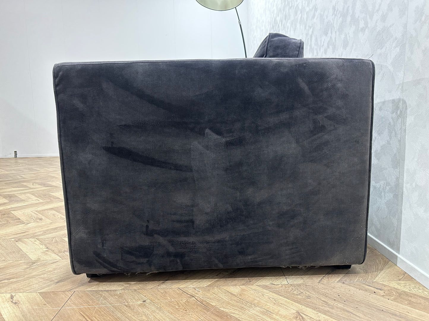 Antraciet Velvet 2.5-Zits Bank Inc Hocker ~ Nieuwstaat