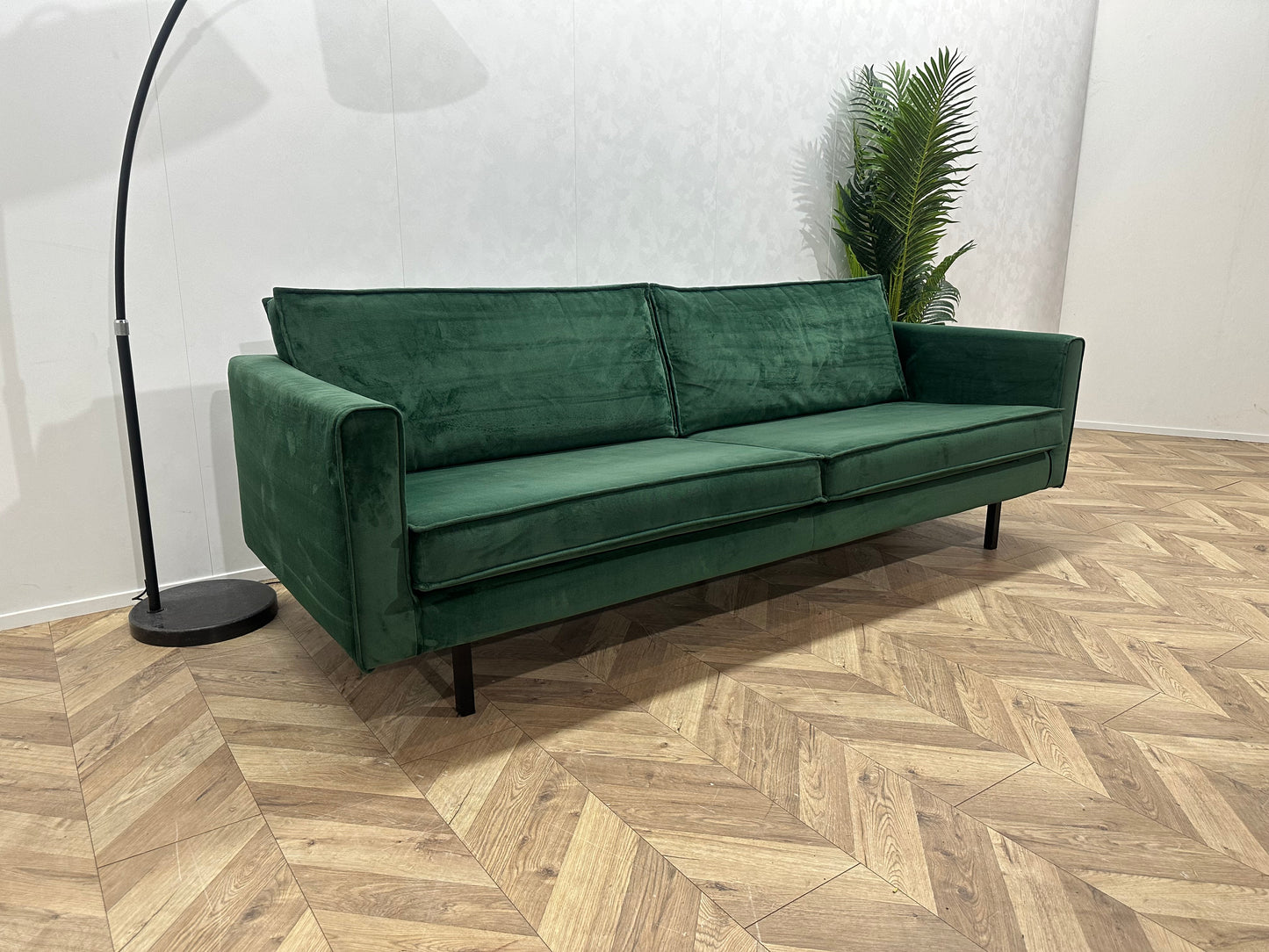 Sissy-Boy Homeland Groene Velvet 2.5-Zits Bank ~ Losse Kussens Met Afneembare Hoezen